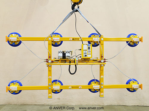 ANVER Twelve Pad Air Powered Vertical Vacuum Lifter for Lifting Glass Panes